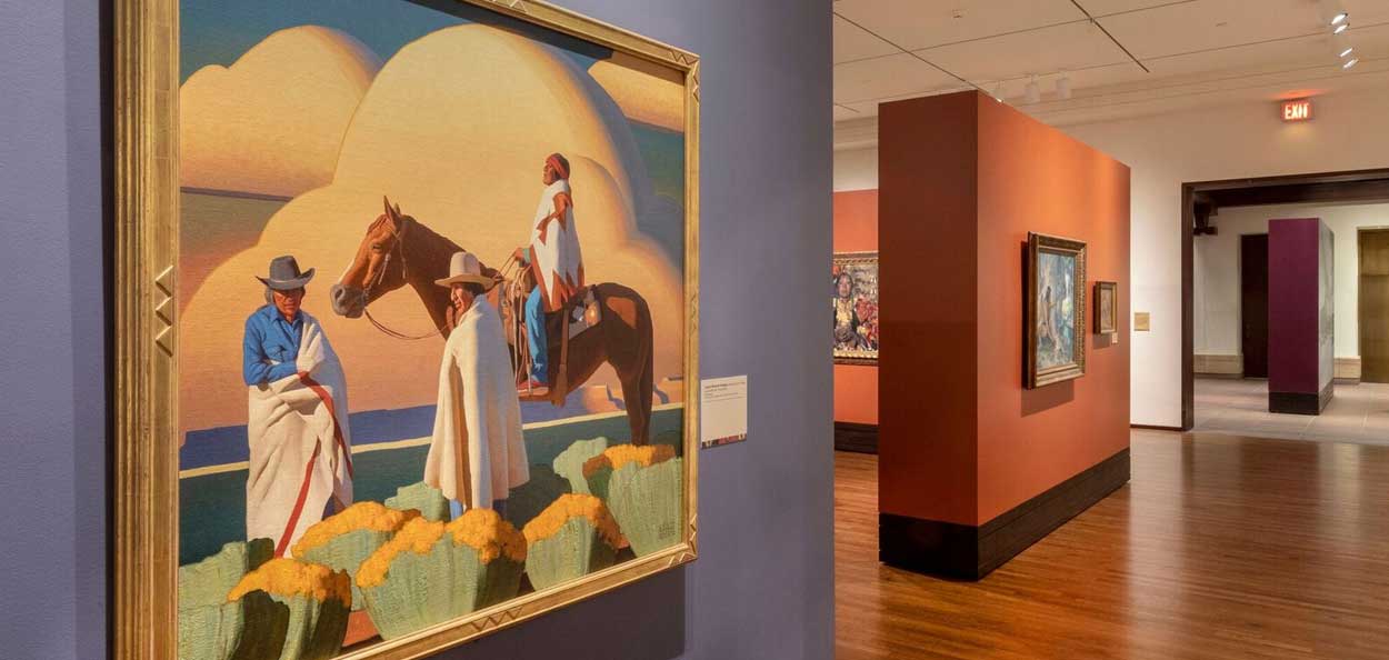 Painting of Native Americans inside the Eiteljorg Museum