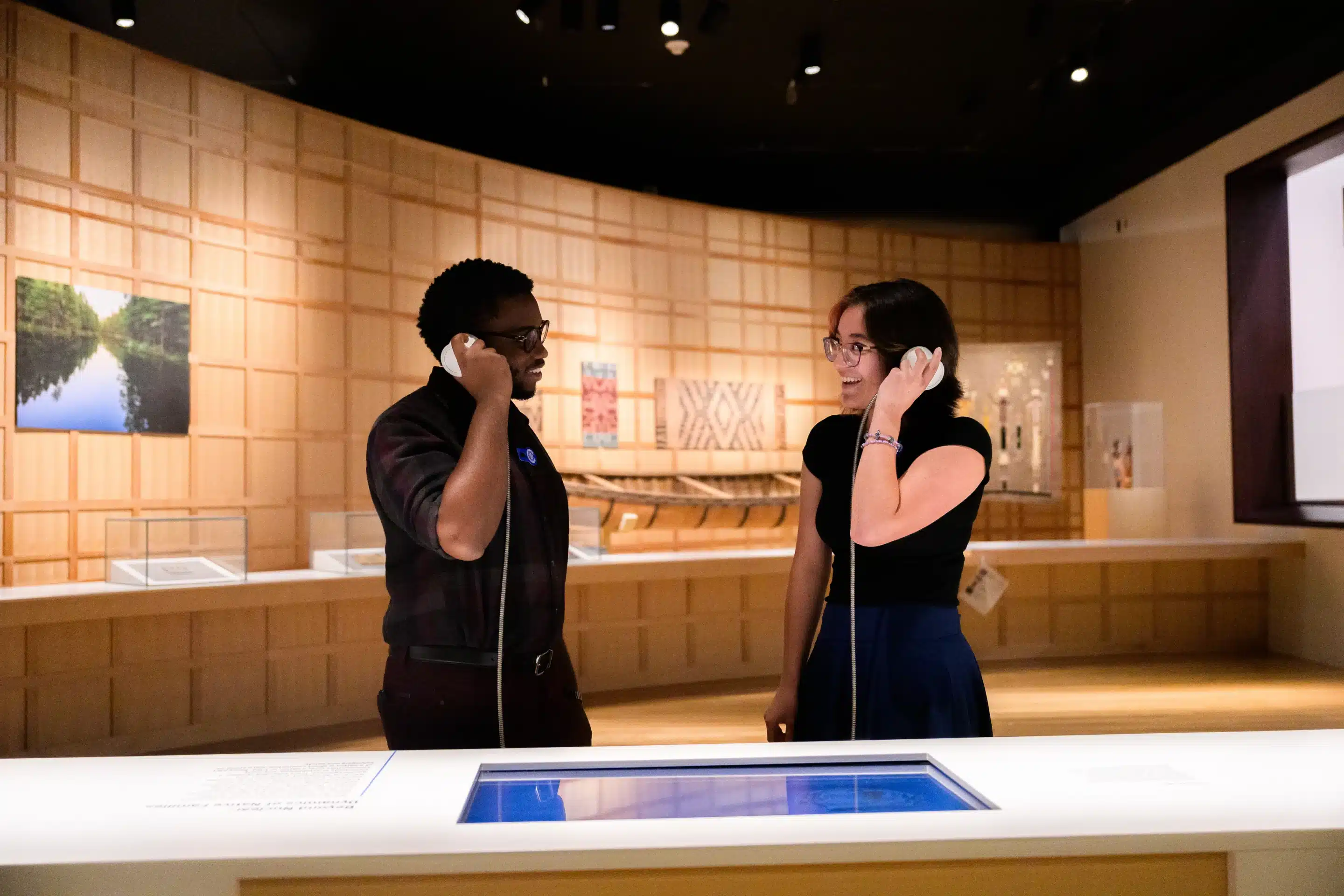 Two woman looking at exhibit at the Eiteljorg Museum